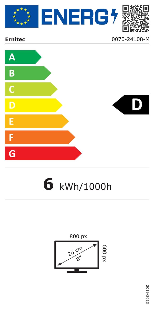 Ernitec 0070-24108-M tietokoneen litteä näyttö 20,3 cm (8") 800 x 600 pikseliä LCD Musta