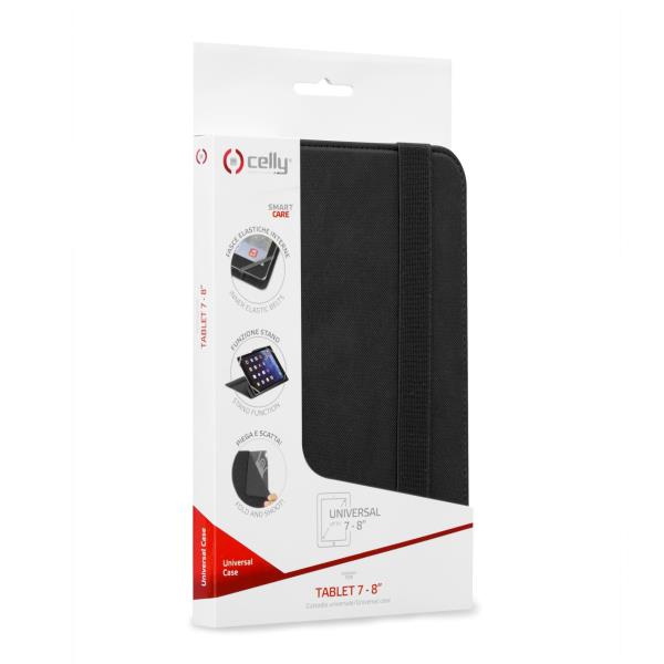 Celly UNITAB78BK tablet etui 20,3 cm (8") Folie Sort