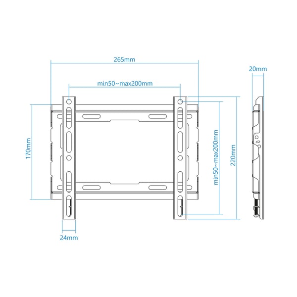 TooQ LP1043F-B tv-beslag 109,2 cm (43") Sort