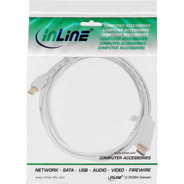 InLine 17171I videokabel adapter 1 m Mini DisplayPort HDMI Hvid