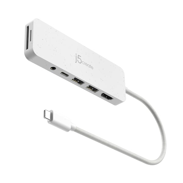 j5create JCD373EW-N Ympäristöystävällinen USB-C®-moniporttikeskitin, jossa virransyöttö
