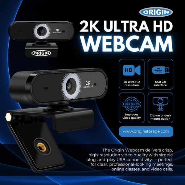 Origin Storage OS-USB-2KWEBCAM webcam 5 MP 2592 x 1944 pixel USB 2.0 Sort