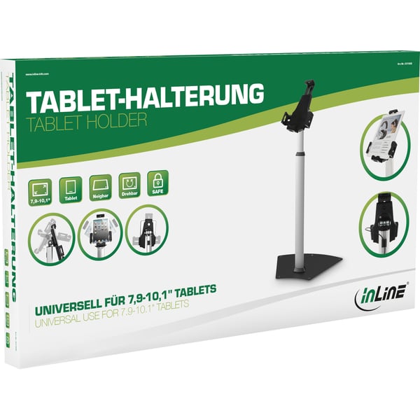 InLine 23166B holder Passiv holder Tablet/UMPC Sort, Sølv