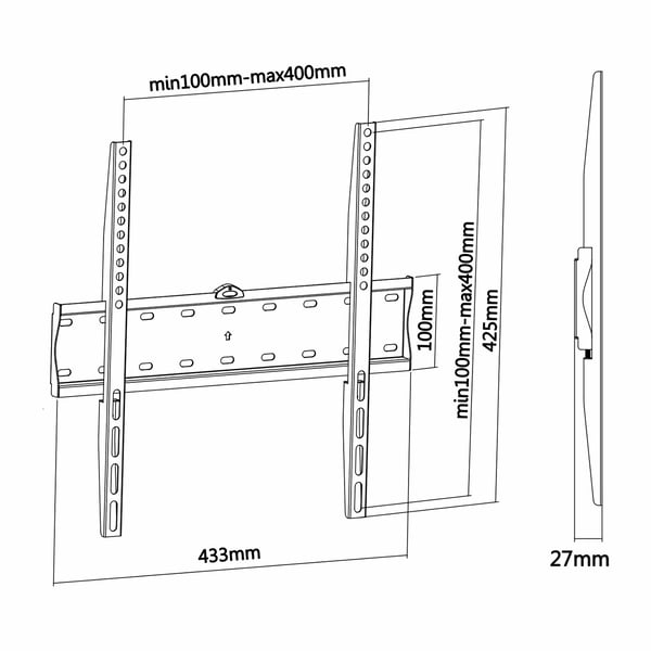 AISENS WT55F-013 TV-kiinnike 139,7 cm (55") Musta