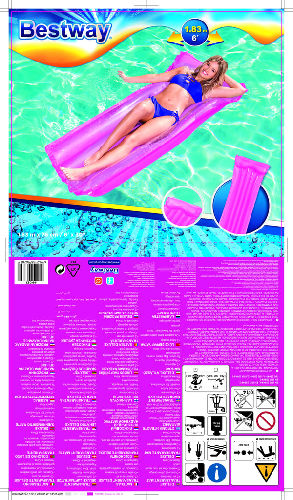 Bestway 44013 pool- och badmadrass Blå, Orange, Transparent, Gul Vinyl