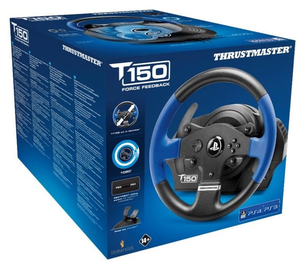 Thrustmaster T150 Force Feedback Musta, Sininen USB Ohjauspyörä + polkimet PC, PlayStation 4, Playstation 3