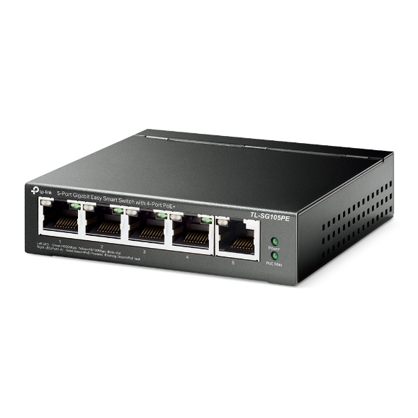 TP-Link TL-SG105PE nätverksswitchar hanterad L2 Gigabit Ethernet (10/100/1000) Strömförsörjning via Ethernet (PoE) stöd Svart