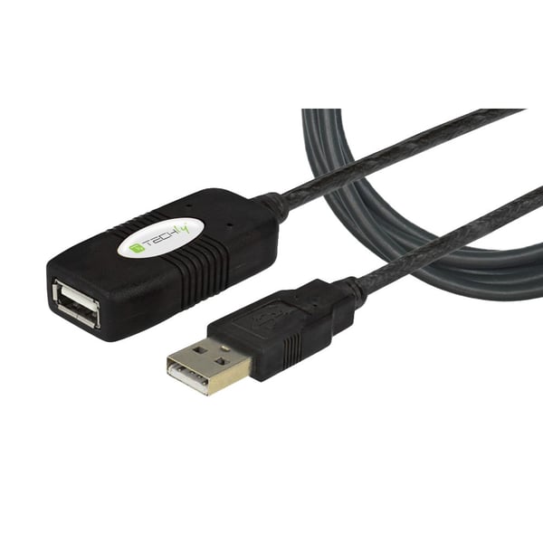 Techly IUSB-REP10TY USB-kabel USB 2.0 10 m USB A 0,48 Gbit/sek. Sort