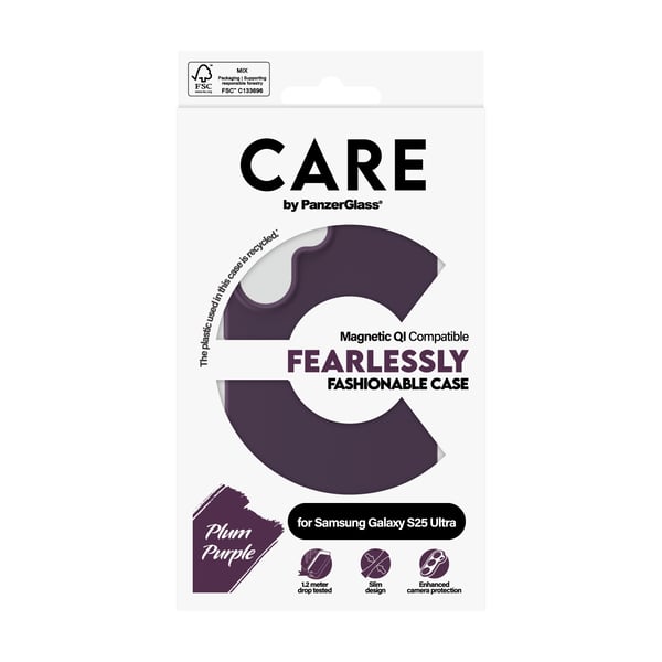 PanzerGlass CARE™ by ® Case Plum Purple m. Qi Compatible Samsung Galaxy S25 Ultra