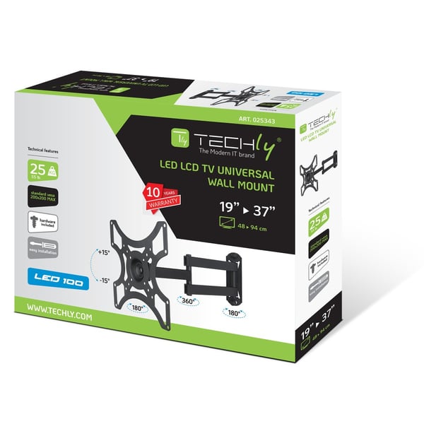 Techly ICA-LCD 2923B TV-kiinnike 94 cm (37") Musta