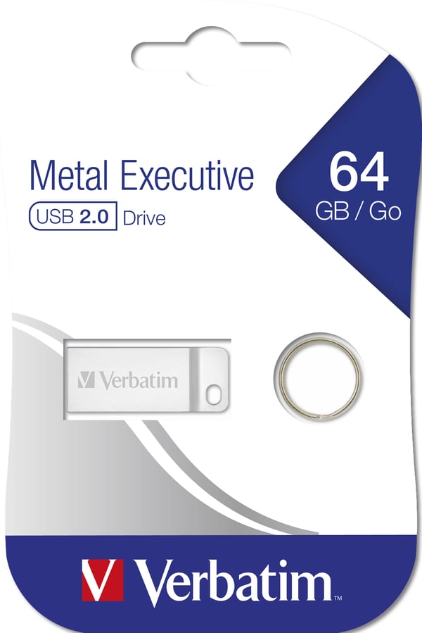 Verbatim Metal Executive USB-muisti 64 GB USB A-tyyppi 2.0 Hopea