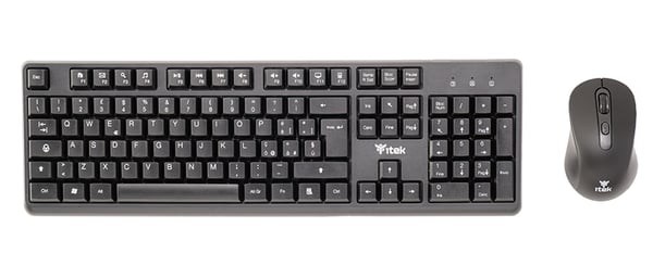 itek DEC W01 tastatur Mus inkluderet Universel RF trådløst QWERTY Engelsk, Italiensk Sort