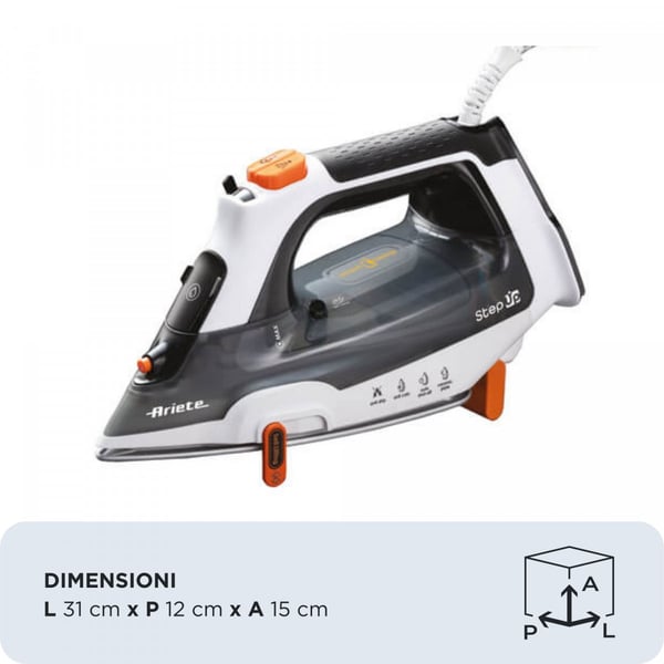 Ariete 6190/00 Kuiva- & höyrysilitysrauta Ceramic Ultra Glide -pohjalevy 2400 W Harmaa, Musta