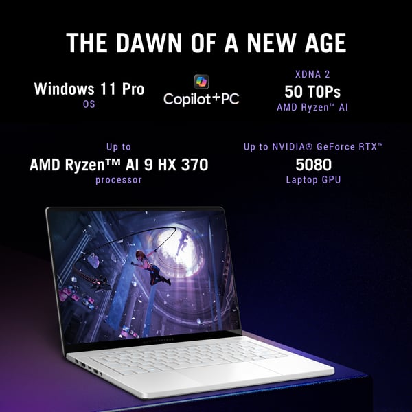 ASUS ROG Zephyrus G14 GA403UM-QS024W Copilot+ PC AMD Ryzen™ 9 270 Laptop 35,6 cm (14") 3K 16 GB LPDDR5x-SDRAM 1 TB SSD NVIDIA GeForce RTX 5060 Wi-Fi 7 (802.11be) Windows 11 Home Hvid QWERTY Hollandsk