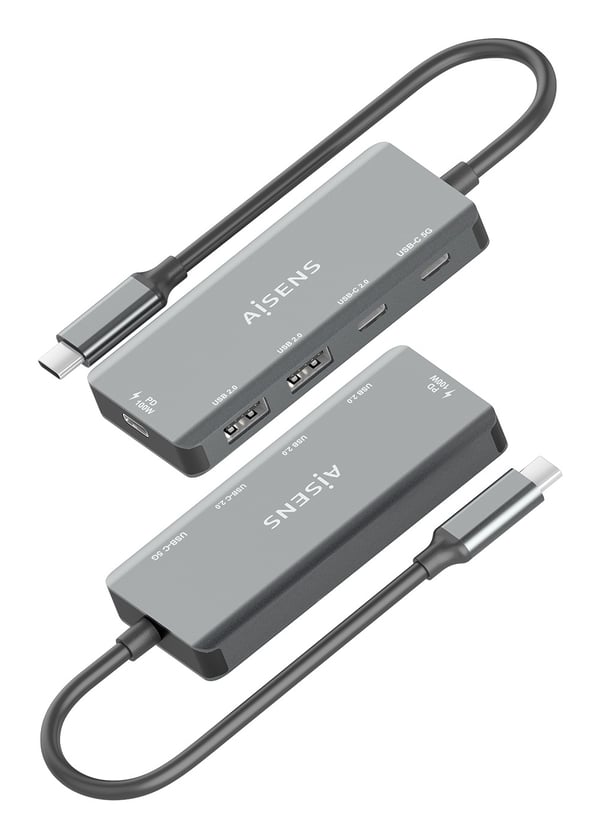 AISENS A109-0946 kannettavien tietokoneiden telakka ja porttitoistin Langallinen USB 3.2 Gen 1 (3.1 Gen 1) Type-C Harmaa