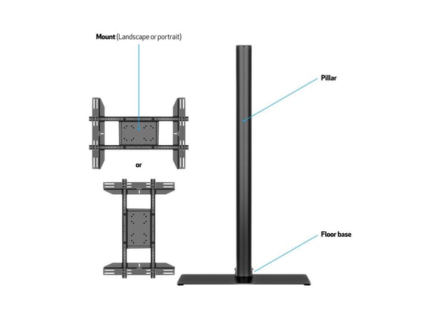 Multibrackets 2425 kyltin näyttökiinnike 160 cm (63") Musta