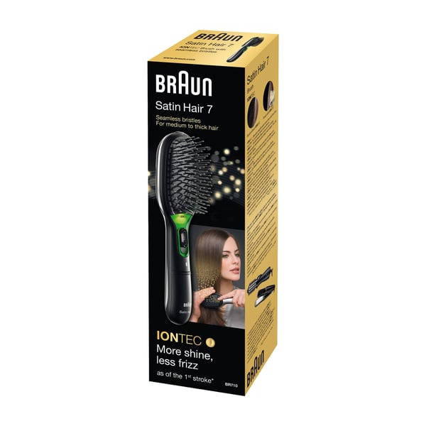 Braun BR710 Voksen Paddle hårbørste Sort, Grøn 1 stk