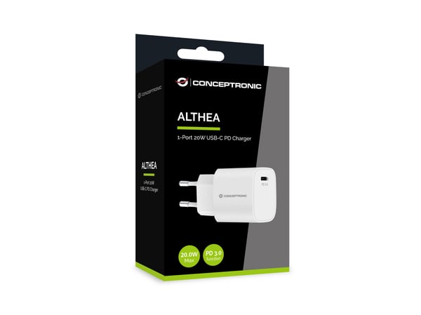 Conceptronic ALTHEA14W mobiililaitteen laturi Universaali Valkoinen AC Pikalataus Sisätila