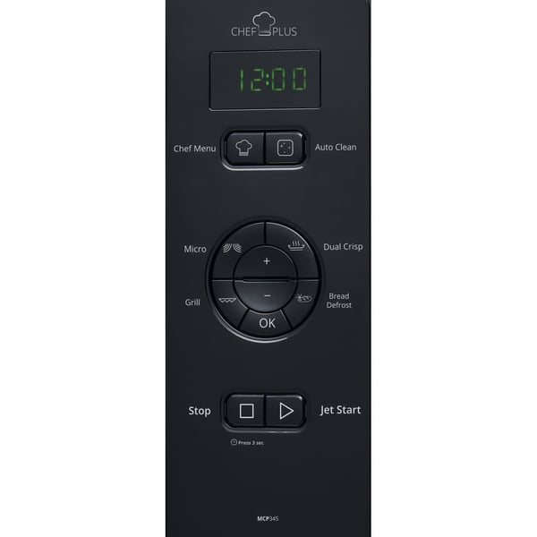 Whirlpool Chef Plus MCP 345 BL Sort Grill mikroovn Bordplade 25 L 800 W