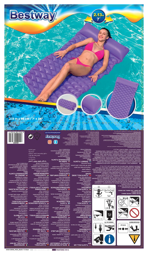 Bestway 44020 pool- och badmadrass Grön, Rosa, Gul Vinyl