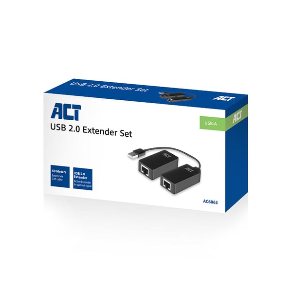 ACT AC6063 kabel kønsskifter USB A RJ-45 Sort