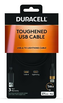 Duracell DRU5012A Lightning kabel 1 m Sort