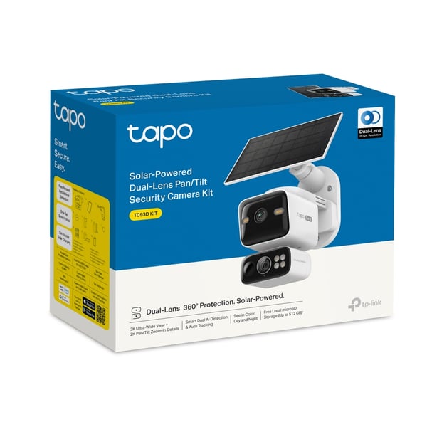 TP-Link Tapo Solar-Pow Dual-Lens Pan/Tilt Sec Cam Kit säkerhetspaket för smarta hem