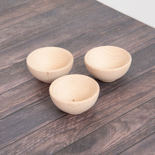 Tickit Natural Wooden Bowls Large motorik legetøj