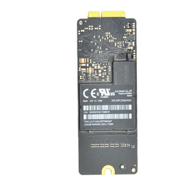 CoreParts 256GB SSD Applelle, alkuperäinen käytetty, hyväkuntoinen A1398 Mid2012-Early2013 A1425 Late2012Early2013