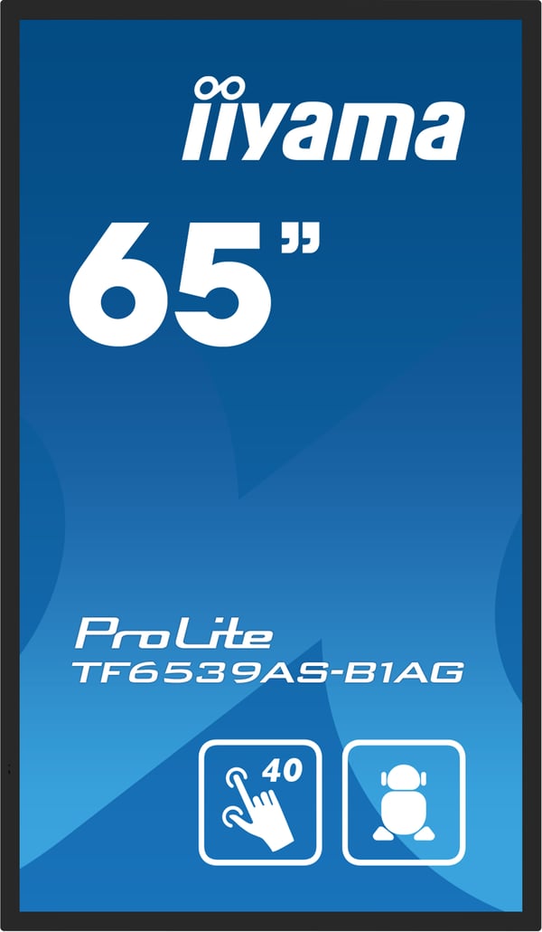 iiyama TF6539AS-B1AG skyltställ Kioskdesign 163,8 cm (64.5") LED 435 cd/m² 4K Ultra HD Svart Pekskärm Inbyggd processor Android 11 24/7