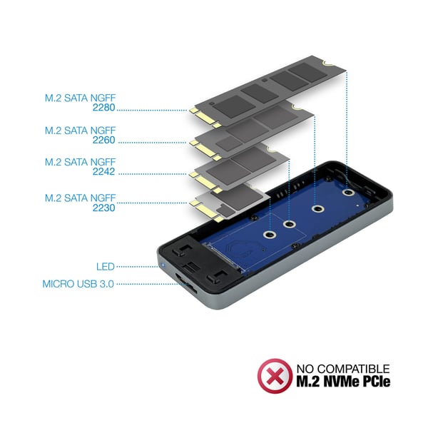 TooQ TQE-2281G drevkabinet SSD kabinet Grå M.2