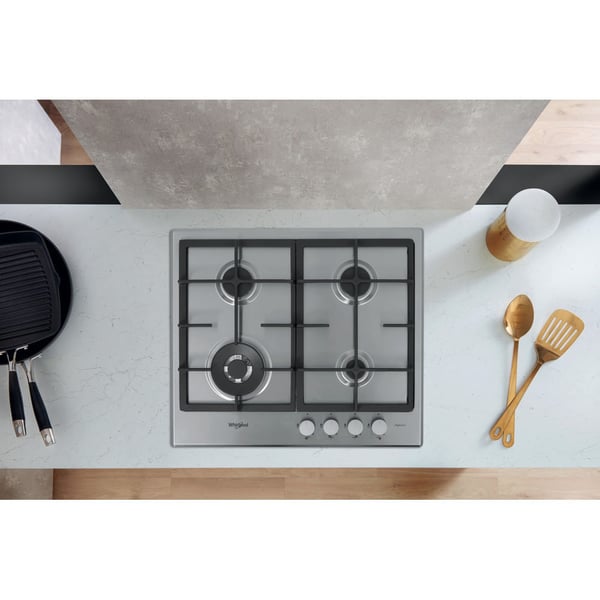 Whirlpool GMR 6422/IXL Ruostumaton teräs Kiinteä 59 cm Kaasuliesi 4 alue(tta)
