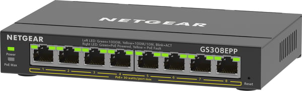 NETGEAR GS308EPP Administreret L2/L3 Gigabit Ethernet (10/100/1000) Strøm over Ethernet (PoE) Sort