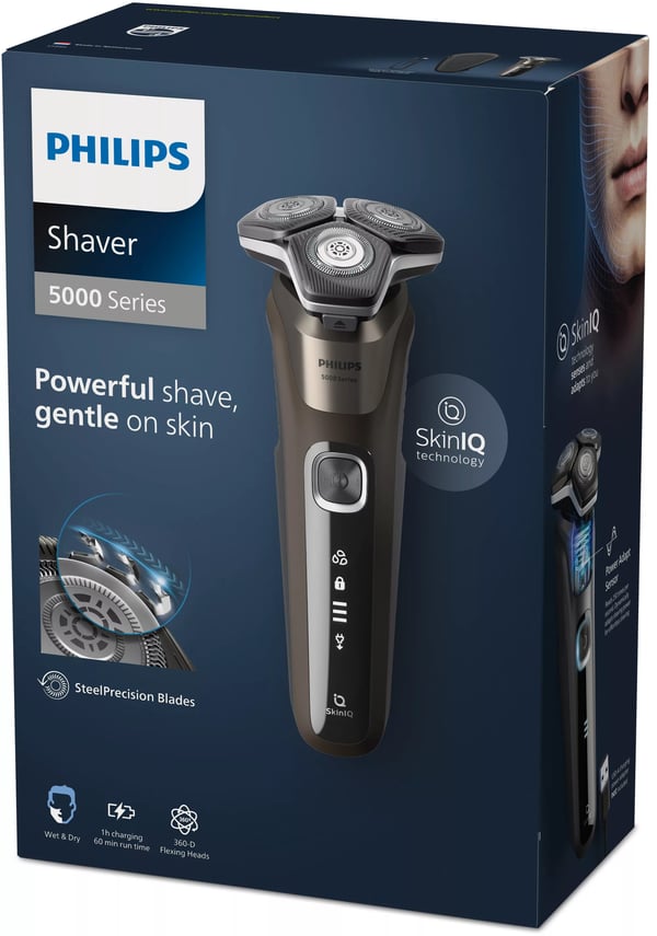 Philips SHAVER Series 5000 S5886/30 rakapparater för män Roterande rakhuvud Trimmer Svart, Brun