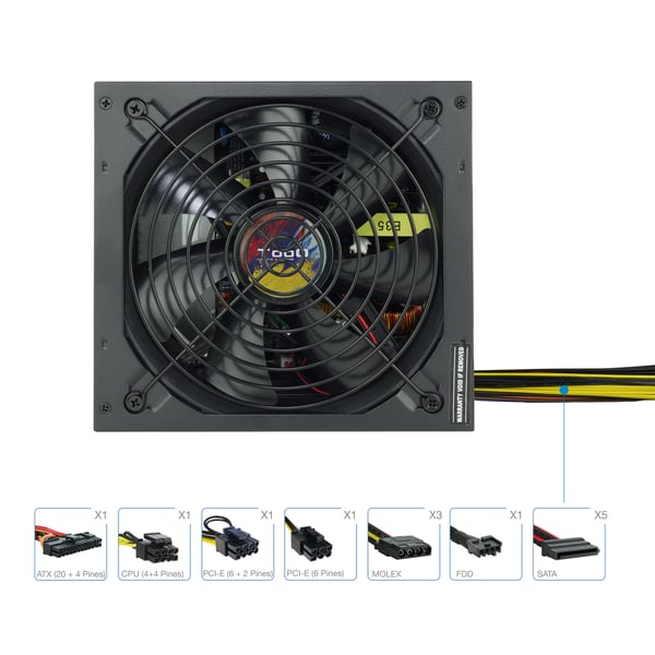 TooQ TQAPOLO-700SP strömförsörjningsenheter 700 W 20+4 pin ATX ATX Svart