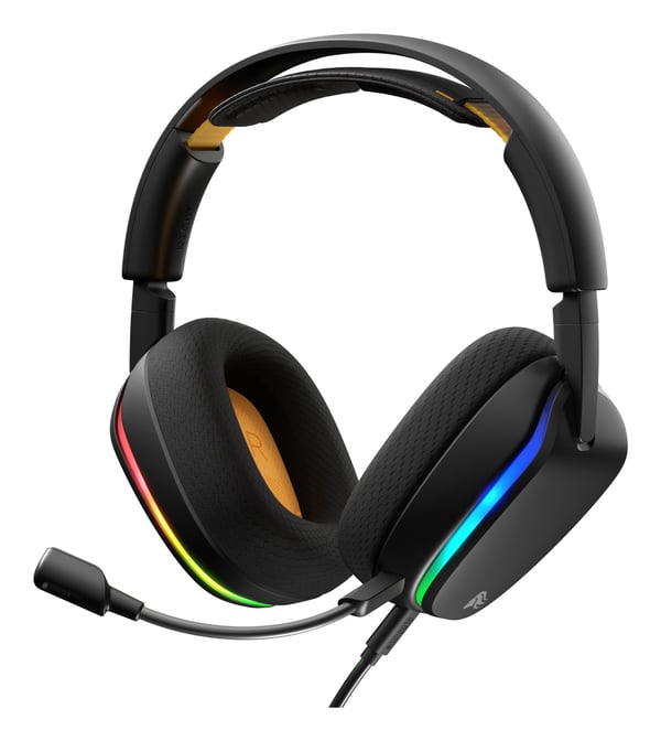 Glorious Gaming Glorious GHS Eternal RGB – RGB-stereoheadset för gaming på PC, PS5, PS4, Switch – specialjusterade vinklade element, löstagbar mikrofon med kristallklart ljud, USB-C – tåligt, bekvämt – svart