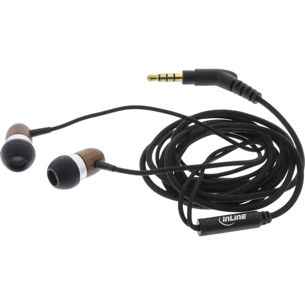 InLine 55357 hörlur och headset Kabel I öra Samtal/musik Valnöt