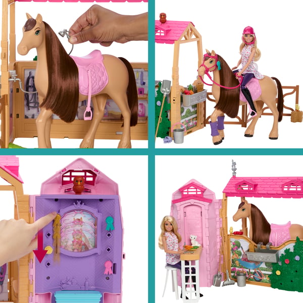 Barbie Mysteries: The Great Horse Chase-staldlegesæt med dukke, legetøjshest og tilbehør, over 25 dele