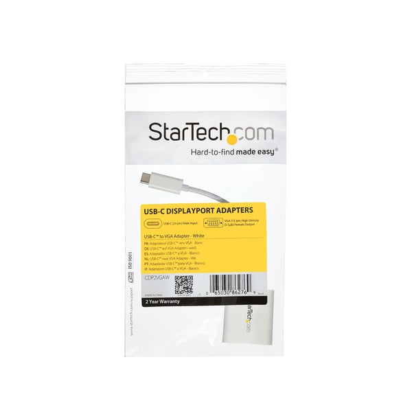 StarTech.com USB-C till VGA-adapter - USB Typ-C till VGA-videokonverterare - Vit - USB/VGA-adapter - 24