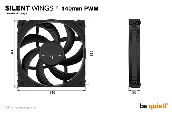 be quiet! SILENT WINGS 4 | 140mm PWM Datorväska Fan 14 cm Svart 1 styck