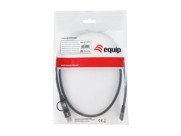 Equip 128431 USB-kabel USB 3.2 Gen 2x2 1 m USB A/USB C USB C 20 Gbit/sek. 100 W Sort