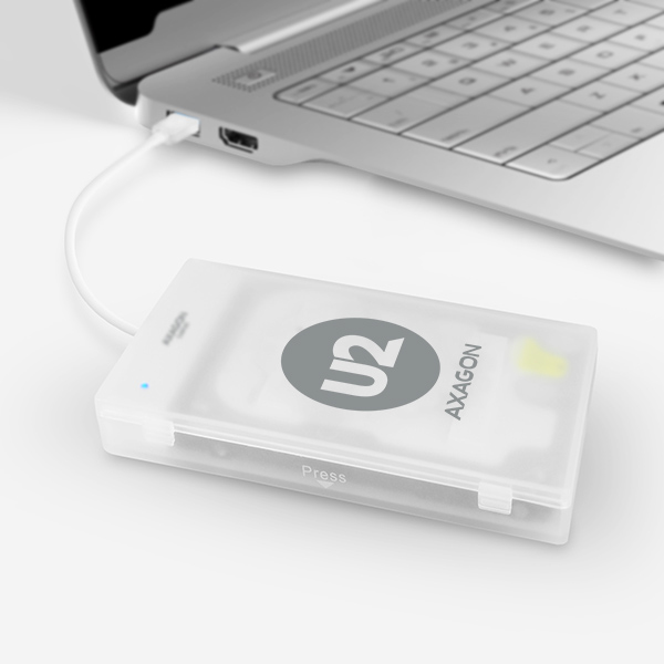 Axagon ADSA-1S Hölje för lagringsenheter HDD- / SSD kabinett Vit 2.5"