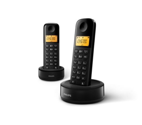 Philips D1602B DECT-telefon Namn och uppringnings-ID Svart
