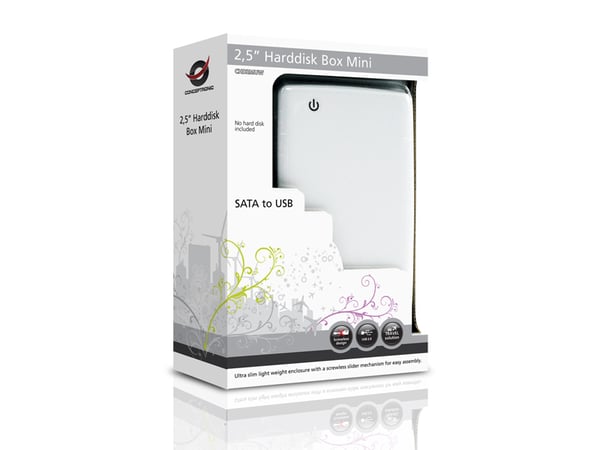 Conceptronic CHD2MUW tallennusaseman kotelo HDD-/SSD-kotelo Valkoinen 2.5"
