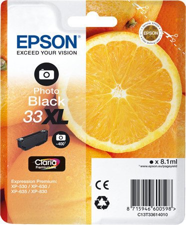 Epson Oranges 33XL PHBK blækpatron 1 stk Original Højt (XL) udbytte Foto sort
