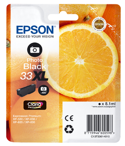 Epson Oranges Singlepack Photo Black 33XL Claria Premium Ink
