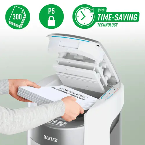 Leitz IQ OptiMax Autofeed Office 300 Dokumentförstörare P5 Micro Cut