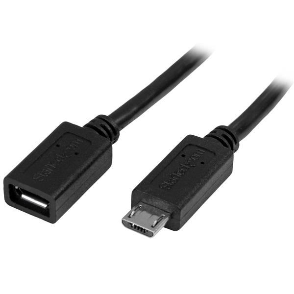 StarTech.com USBUBEXT50CM USB-kabel USB 2.0 0,5 m Micro-USB B 0,48 Gbit/sek. Sort StarTech.com USBUBEXT50CM USB-kabel USB 2.0 0,5 m Micro-USB B 0,48 Gbit/sek. Sort