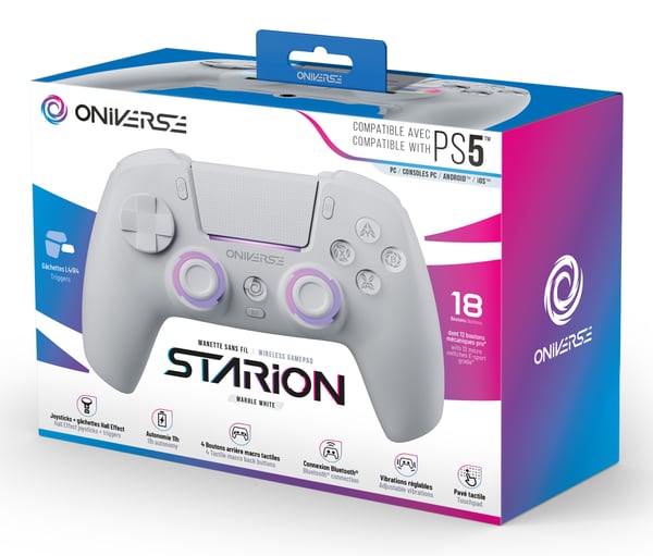Oniverse Starion Vit Bluetooth Spelplatta Analog Android, PC, PlayStation 5, Playstation 3, iOS