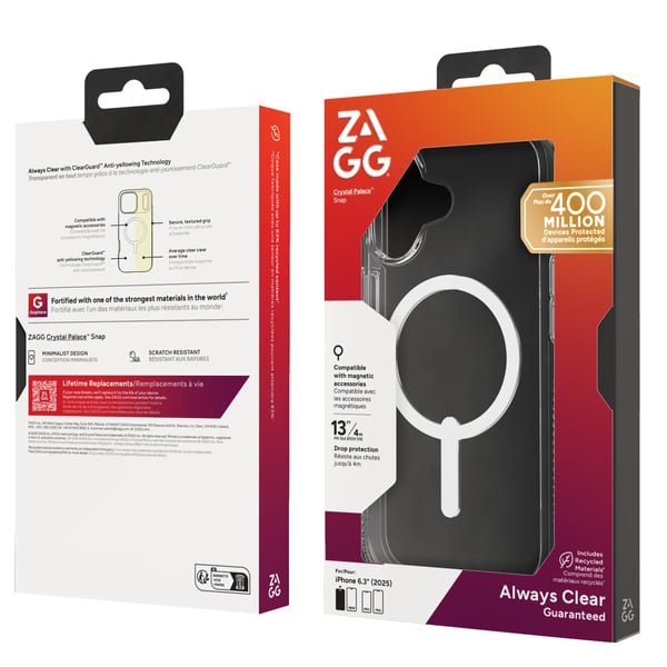 ZAGG Crystal Palace Snap - iPhone 17 cover MagSafe-kompatibelt (gennemsigtigt)